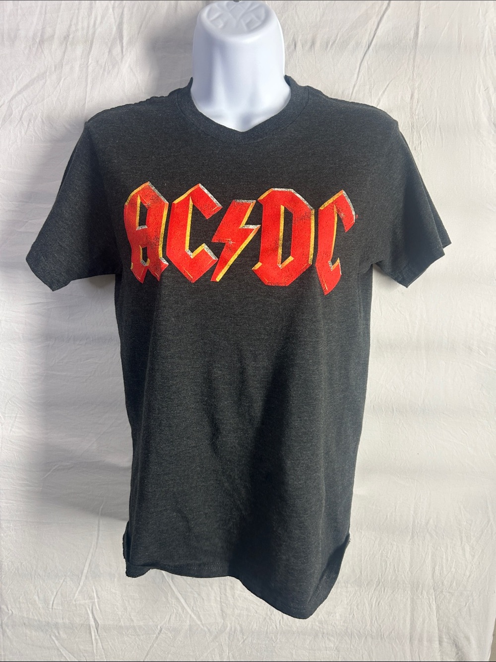 AC/DC Black Tee with Red Logo - Men's Short Sleeve V-Neck
